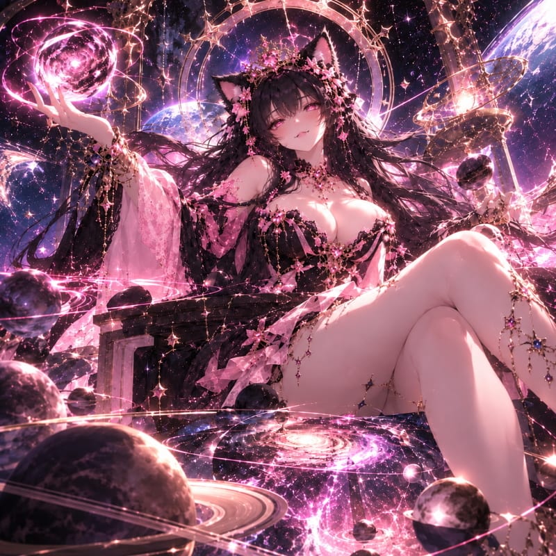 Vackeri holding a glowing galaxy in her palm